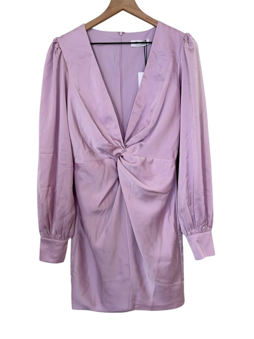 NWT Showpo Purple Long Puff Sleeve Billie Twist Front Mini Dress